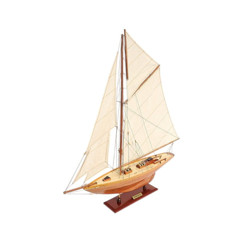 Hand Painted Model Boat Tabletop Sculpture (401995) - Brown