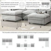Load image into Gallery viewer, Modular Sectional With Storage Pockets, 5 Seat U Shaped Couch Set With Pillows, Free Combination Modern Cloud Sofa With 2 Movable Ottoman
