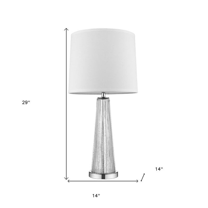 Glass Buffet Lamp With Off-White Empire Shade - Clear