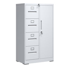 Load image into Gallery viewer, Metal Storage Vertical Filing Cabinet With Lock, 4 Drawers, 1 Door, Steel Construction, School / Office Use
