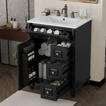 Load image into Gallery viewer, Freestanding Bathroom Vanity With Sink, 3 Drawers &amp; Flip-Out Drawer
