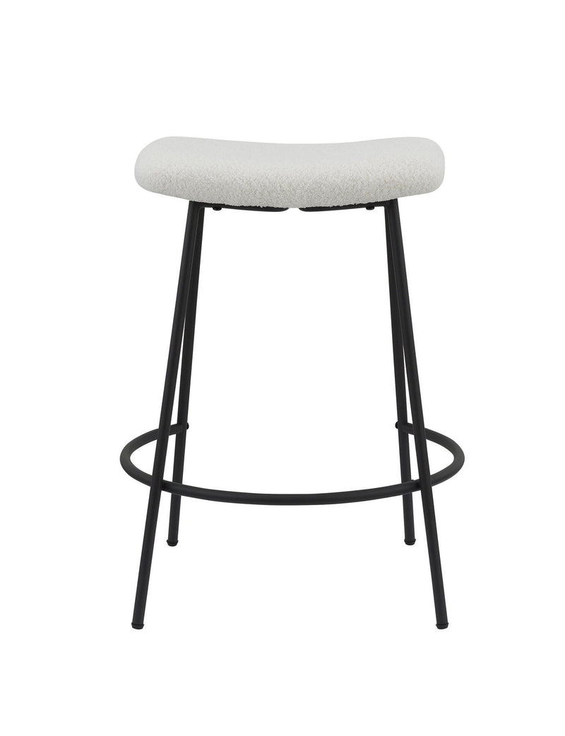 Faux Sherpa And Metal Backless Counter Height Bar Chairs (Set of 2) - White And Black