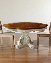 Load image into Gallery viewer, 62" Oval Solid Wood Pedestal Base Dining Table - Brown / White
