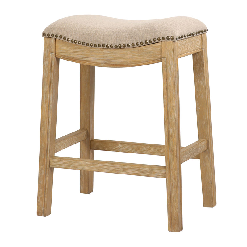 Wood Backless Counter Height Bar Chair - Cream / Brown