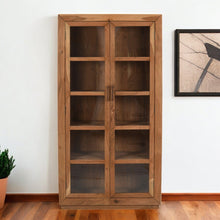 Load image into Gallery viewer, 80" Solid Wood Display Stand With Two Doors - Brown
