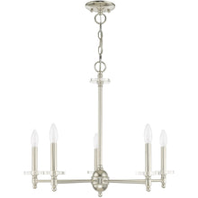 Load image into Gallery viewer, Five Light Metal Dimmable Chandelier With Shades - Nickel / Clear
