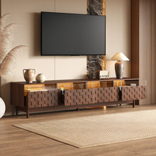 Load image into Gallery viewer, TV Stand With LED Lights And Glass Drawers For Living Room - Walnut
