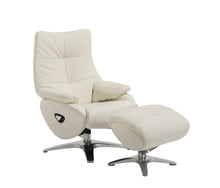 Load image into Gallery viewer, Tufted Genuine Leather Manual Swivel Recliner With Ottoman (730543) - White
