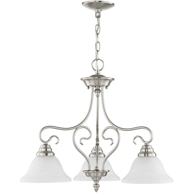21" Three Light Dimmable Chandelier With Shades - Nickel