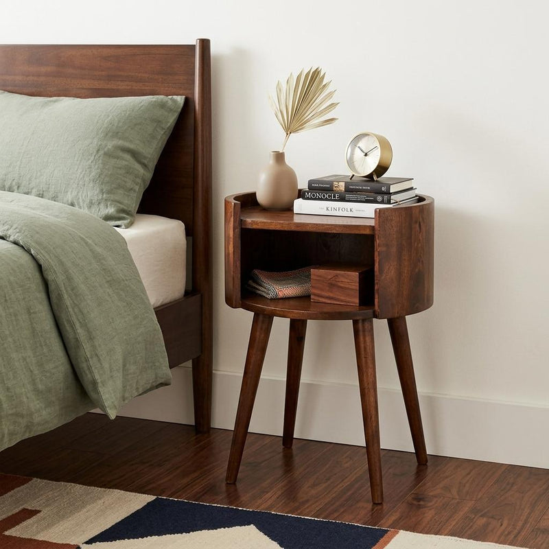 Solid Wood Round Nightstand - Chestnut