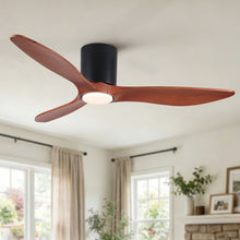 Load image into Gallery viewer, Low Profile Flush Mount Ceiling Fan With Light And Reversible Quiet Motor - Matte Black
