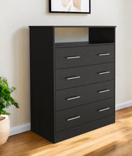 Load image into Gallery viewer, Four Drawer Standard Chest With Open Shelf - Black
