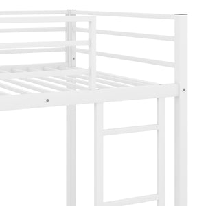 Twin over Twin Metal Bunk Bed, Low Bunk Bed with Ladder,White(OLD SKU:MF197033AAK)