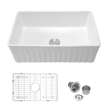 Load image into Gallery viewer, Ceramic Farmhouse Sink With Deep Basin And Stainless Steel Grid
