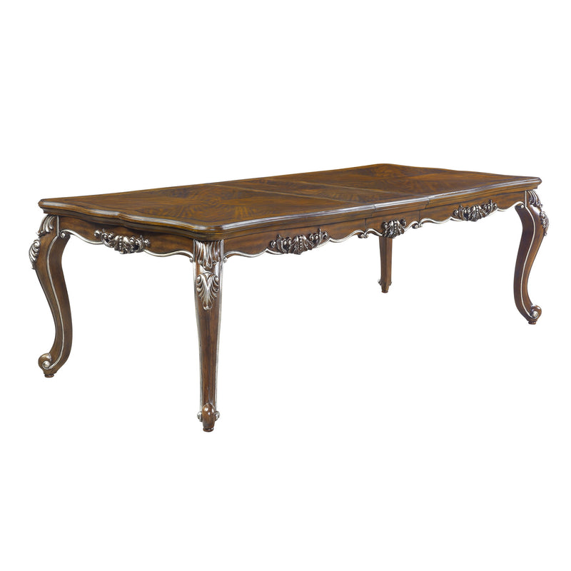 Wood Removable Leaf Extendable Dining Table - Oak / Silver