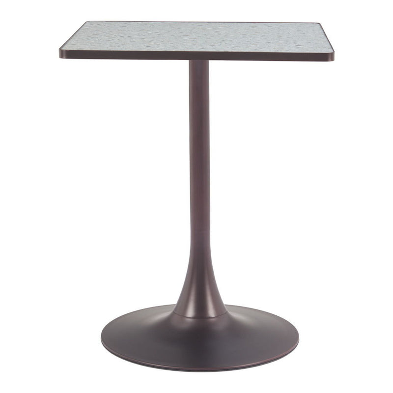 24" Steel Pedestal Base Square Dining Table - Gray