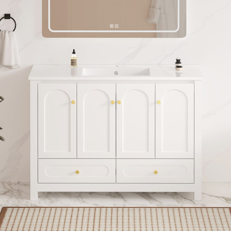 Bathroom Vanity With Sink Combo, 4 Soft Close Doors And 2 Drawers