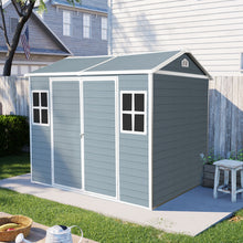 Load image into Gallery viewer, Resin Outdoor Storage Shed Waterproof Shed With Floor &amp; Two Windows &amp; Lockable Door, Tool Shed For Garden, Patio, Backyard
