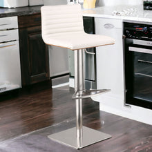 Load image into Gallery viewer, Swivel Low Back Adjustable Height Bar Chair - White / Silver
