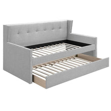 Load image into Gallery viewer, Daybed With Slat Trundle, Button Tufted - Light Gray

