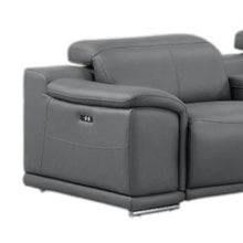 Load image into Gallery viewer, Leather Modular L Shaped Seven Piece Corner Sectional With Console - Battleship Gray
