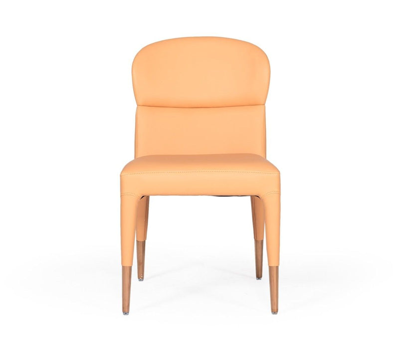 Upholstered Fabric Dining Side Chairs (Set of 2) - Peach