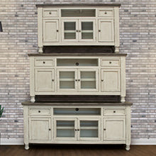 Load image into Gallery viewer, Solid Wood Open Shelving Distressed, TV Stand - Ivory
