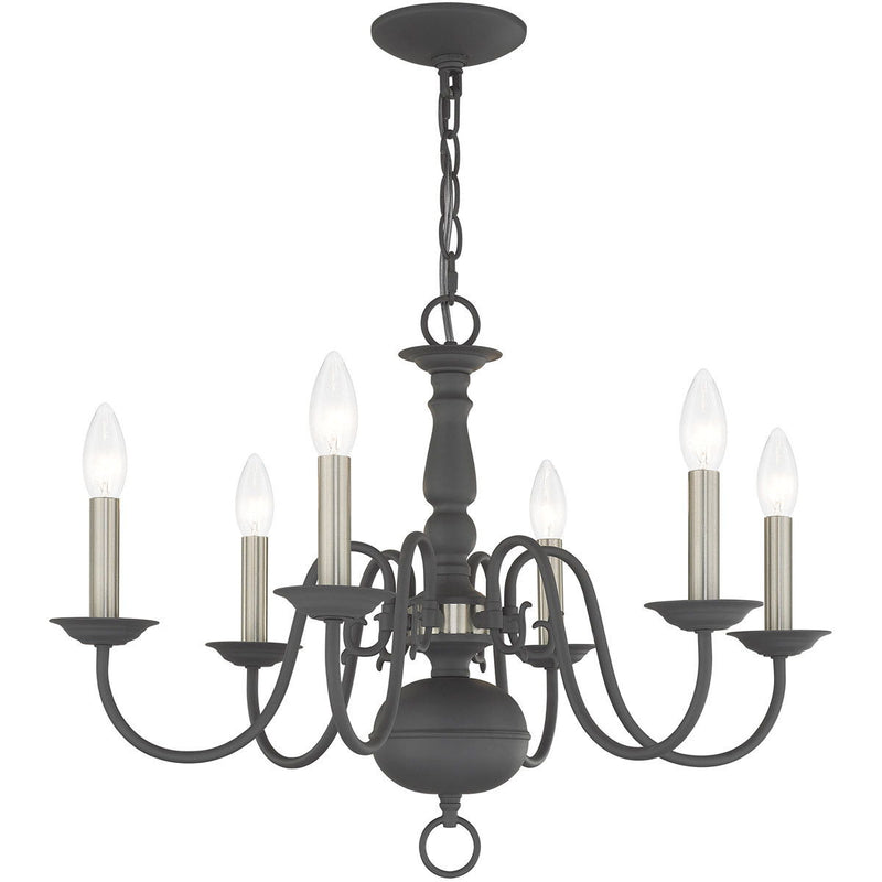 18" Six Light Dimmable Chandelier With Shades - Gray