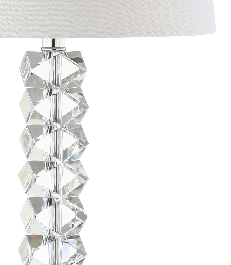 26" Novelty Table Lamp LED With Drum Shade - Clear / Pearl Silver