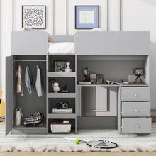 Load image into Gallery viewer, Loft Bed With Built In Wardrobe, Desk, Shelves, And Drawers
