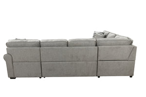 117" Oversized Sectional Sofa with Storage Chaise, Rolled Arms U Shaped Sectional Couch ,Removable Soft Backrest Cushions, with 4 Throw Pillows for Large Space Dorm Apartment,Light Gray