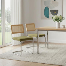 Load image into Gallery viewer, Tufted Velvet Stainless Steel Dining Side Chairs (Set of 2) - Green / Silver
