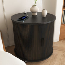 Load image into Gallery viewer, Cylinder Nightstand With Charging Station &amp; Sliding Door
