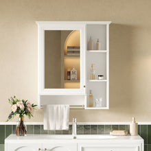 Load image into Gallery viewer, Modern 3 In 1 Bathroom Mirror Cabinet With Adjustable Shelf &amp; Towel Bar
