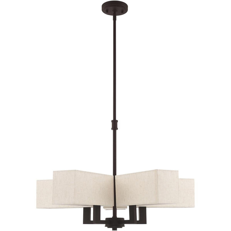 21'' Five-Light Dimmable Chandelier With Shades - Bronze