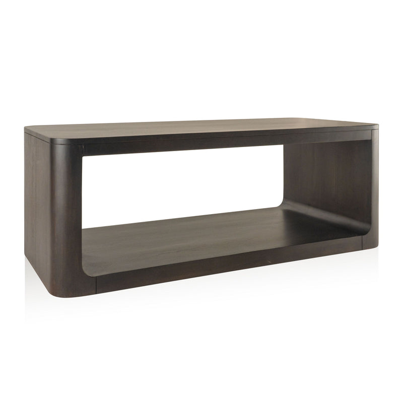 48" Solid Wood Floor Shelf Coffee Table With Shelf - Brown