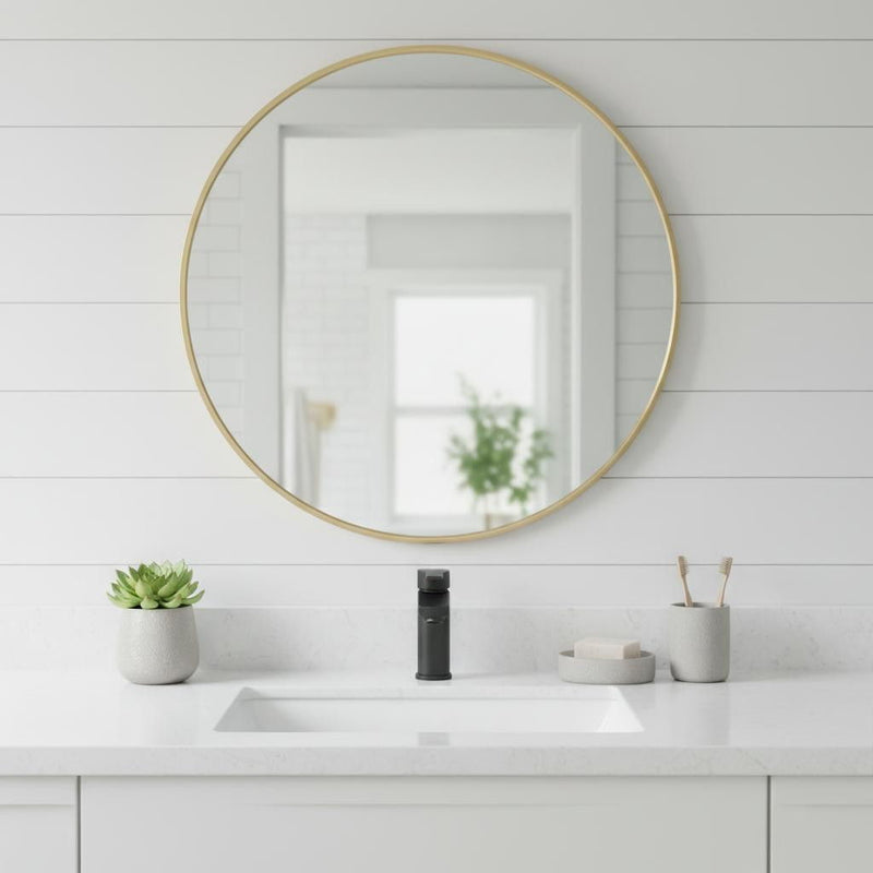 24'' Metal Round Framed Bathroom Vanity Mirror - Gold
