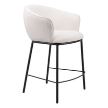 Load image into Gallery viewer, 26" Shearling And Steel Counter Height Bar Chair - Ivory / Black
