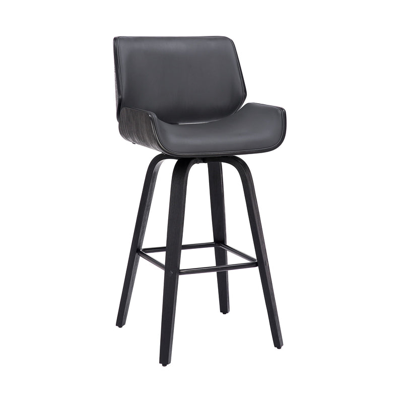 Faux Leather And Iron Swivel Counter Height Bar Chair - Dark Gray And Black