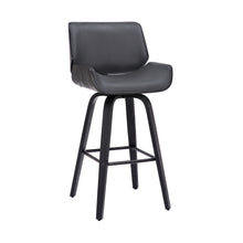 Load image into Gallery viewer, Faux Leather And Iron Swivel Counter Height Bar Chair - Dark Gray And Black
