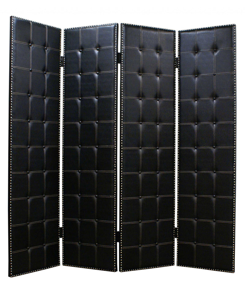 84" x 84" Faux Leather Screen - Black