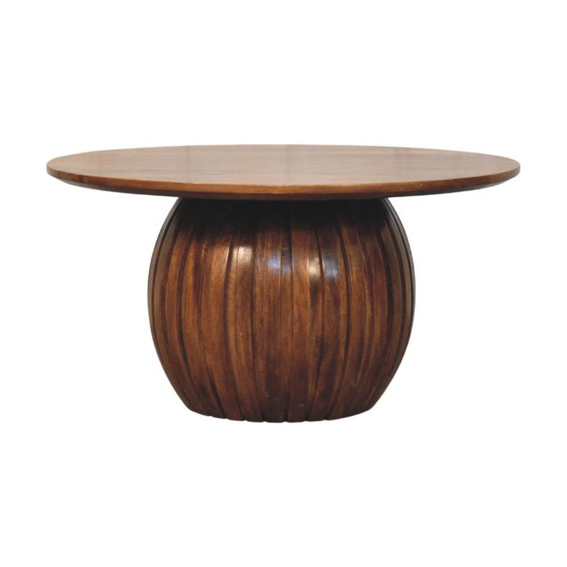 Round Coffee Table With Seven Drawers - Brown