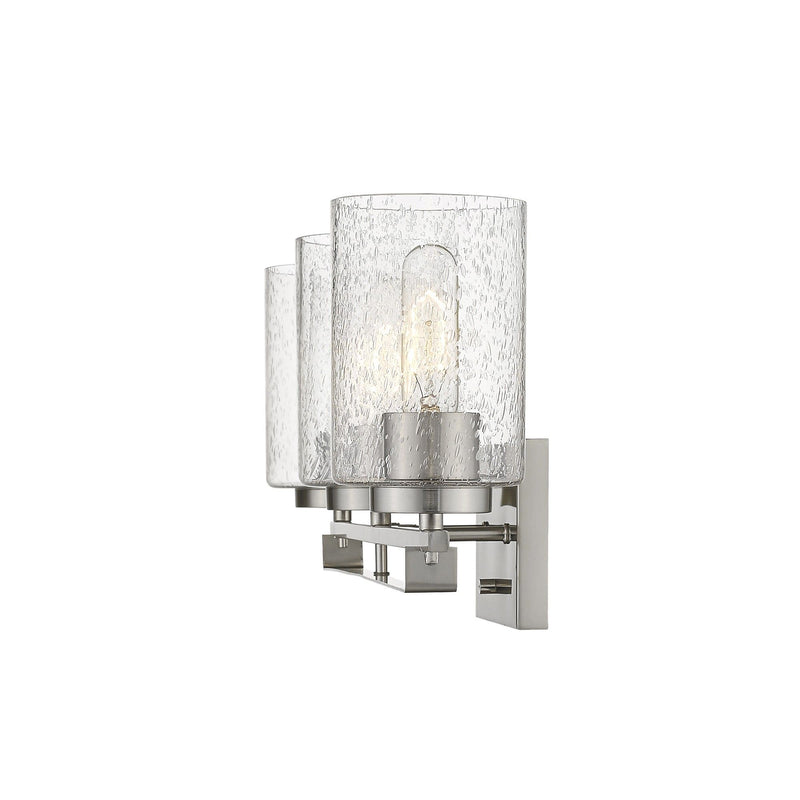 Metal And Textured Glass Three Light Wall Sconce - Silver