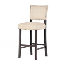 Load image into Gallery viewer, Barstools With Rivet Decoration (Set of 2), Wood Frame, Bar Chairs For Kitchen Island - Beige
