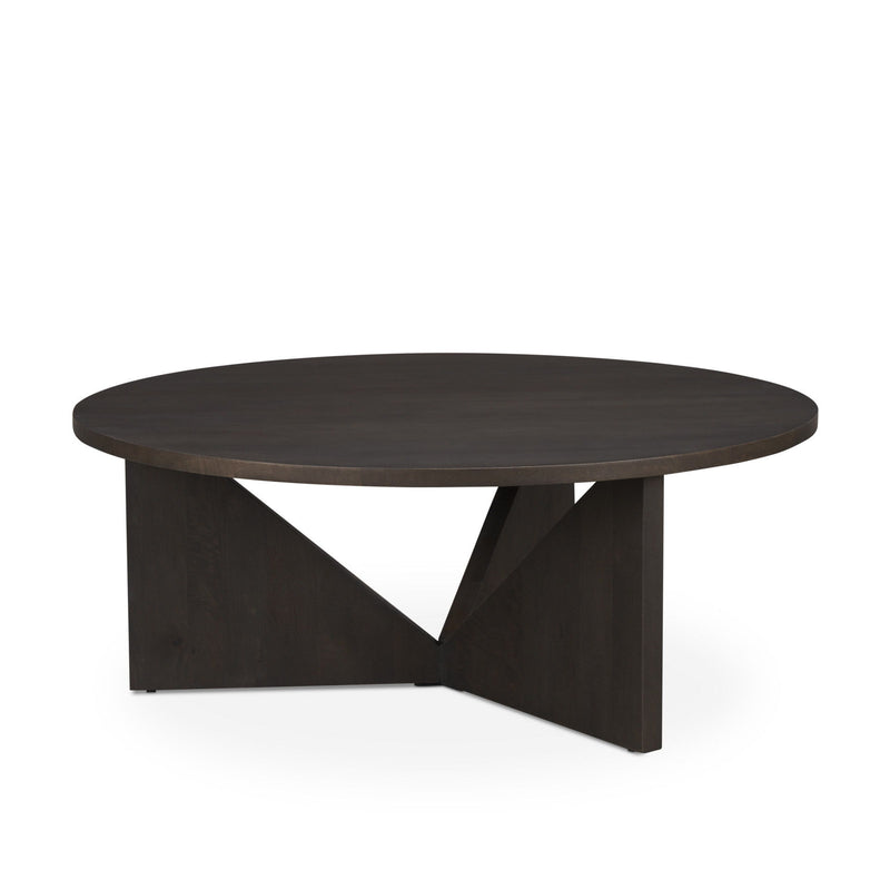 Round Trestle Coffee Table - Dark Brown / Brown