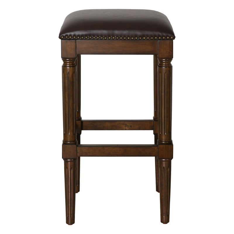 Solid Wood Backless Bar Height Bar Chair - Brown And Dark Brown