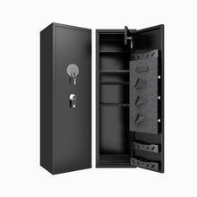Load image into Gallery viewer, High Large Capacity Mechanical Gun Safe For Rifles &amp; Handguns, Digital Password Lock, Built In Independent Lock Box, Adjustable Shelves - Black
