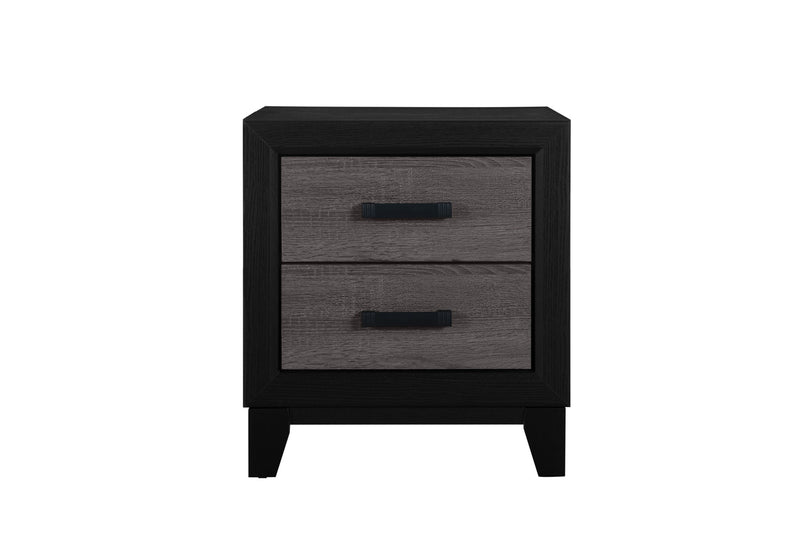 22" Wood Two Drawer Nightstand - Black / Gray