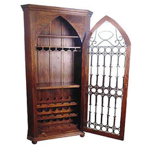 Load image into Gallery viewer, 44" Solid Wood And Iron Bar Cabinet With Three Shelves - Dark Brown
