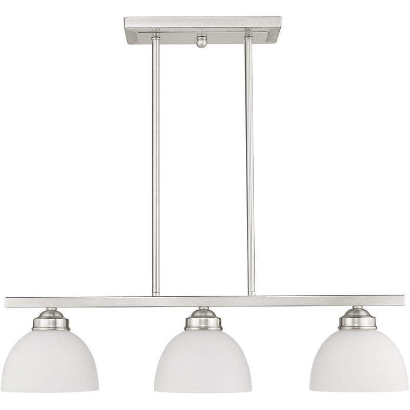 8" Three Light Dimmable Chandelier With Shades - Nickel